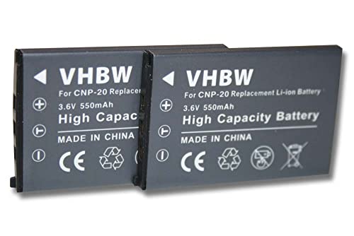 vhbw 2X Akku kompatibel mit Casio Exilim EX Serie EX-Z70, EX-Z75, EX-Z77, EX-Z770, EX-Z8 Kamera Digicam DSLR (550mAh, 3,6V, Li-Ion) von vhbw