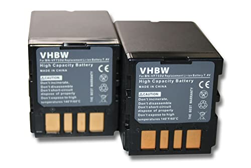 vhbw 2X Akku kompatibel mit JVC GR-D295 US, GR-D325, GR-D295, GR-D290US, GR-D295US, GR-D325E Videokamera Camcorder (2200 mAh, 7,4 V, Li-Ion) von vhbw
