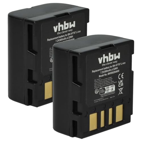 vhbw 2X Akku kompatibel mit JVC GR-D325EG, GR-D295 US, GR-D325, GR-D295, GR-D290US, GR-D345 Videokamera Camcorder (600 mAh, 7,2 V, Li-Ion) von vhbw