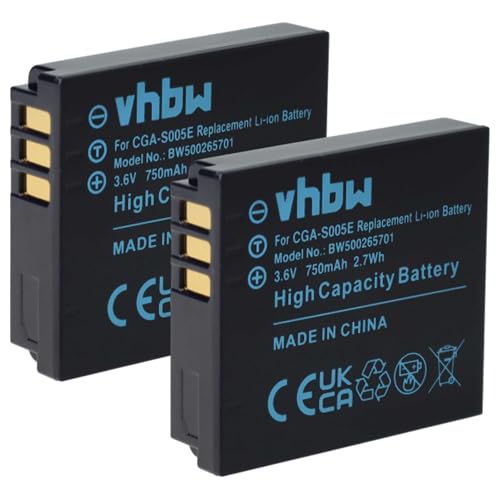 vhbw 2X Akku kompatibel mit Leica D-Lux 3, 2 Kamera (750 mAh, 3,6 V, Li-Ion) von vhbw