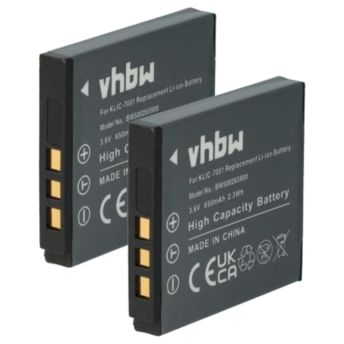 vhbw 2X Akku kompatibel mit Medion MD85863, MD86063, MD86288, MD86390, MD86084, MD85562, MD85416 Kamera (650 mAh, 3,6 V, Li-Ion) von vhbw