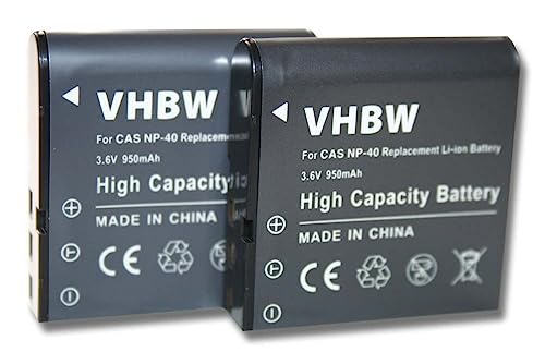 vhbw 2X Akku kompatibel mit Medion MD86064, MD86245, MD86427, MD86910, PAC-0040 Kamera Digicam DSLR (950mAh, 3,6V, Li-Ion) von vhbw