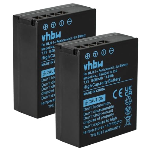 vhbw 2X Akku kompatibel mit Olympus E-M1 Mark II, HLD-9 Batteriegriff Kamera Digicam DSLR (1600mAh, 7.4V, Li-Ion) von vhbw
