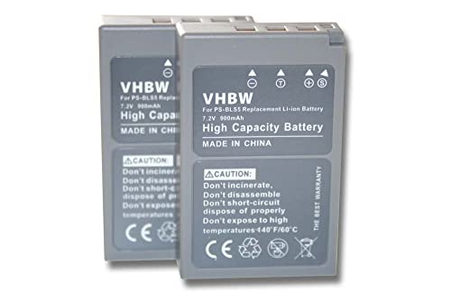 vhbw 2X Akku kompatibel mit Olympus OM-D E-M10 Mark III, E-M5 Mark III, E-M10 Mark IV Kamera (900mAh, 7,2V, Li-Ion) von vhbw