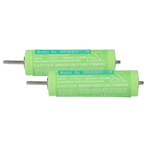 vhbw 2X Akku kompatibel mit Panasonic ER-CA35, ER-GB40, ER-5210, ER-CA70, ER-GB60, ER-5209 Rasierer (2000 mAh, 1,2 V, NiMH) von vhbw