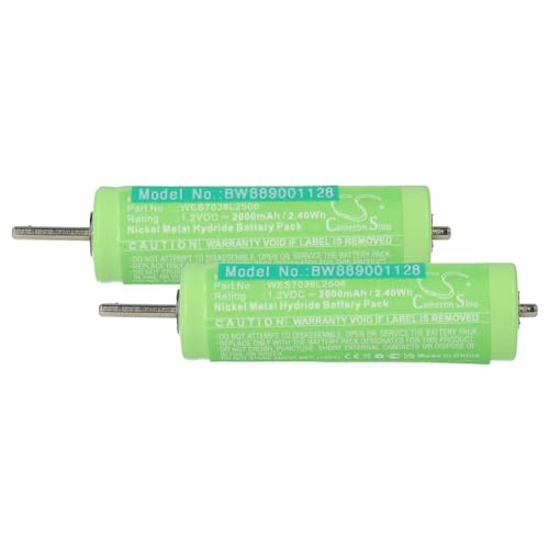 vhbw 2X Akku kompatibel mit Panasonic ES-7035, ES-7036, ES-703, ES-7037, ES7036, ES7038, ES-7038 Rasierer (2000 mAh, 1,2 V, NiMH) von vhbw