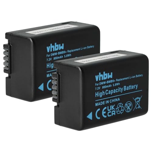 vhbw 2X Akku kompatibel mit Panasonic Lumix DMC-FZ150, DC-FZ82, DMC-FZ100, DC-FZ83 Kamera (800 mAh, 7,2 V, Li-Ion), Infochip von vhbw