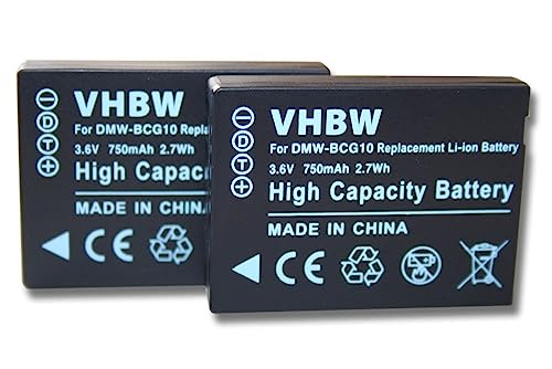 vhbw 2X Akku kompatibel mit Panasonic Lumix DMC-TZ22, DMC-TZ25, DMC-TZ30, DMC-TZ31 Kamera (750mAh, 3,6V, Li-Ion) von vhbw