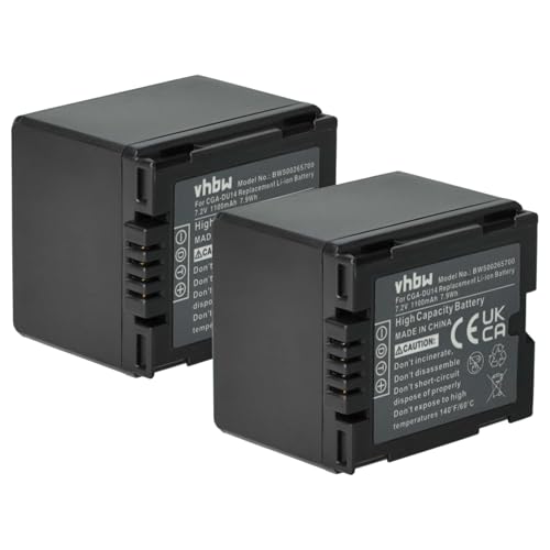 vhbw 2X Akku kompatibel mit Panasonic VDR-D160, VDR-D150, PV-GS55, PV-GS50S, VDR-D100, PV-GS70 Videokamera Camcorder (1100 mAh, 7,2 V, Li-Ion) von vhbw