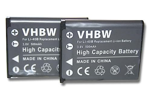 vhbw 2X Akku kompatibel mit Rollei X-8 Sports, XS-8, XS-10, Flexline 100 in Touch, 140, 200, 202, 250, Compactline 102, 103 Kamera (500mAh, 3,6V) von vhbw