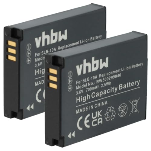vhbw 2X Akku kompatibel mit Samsung WB380F, WB700, WB690, WB750, WB710, WB550, WB500, WB352F, WB800 Kamera (700 mAh, 3,6 V, Li-Ion) von vhbw