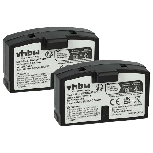 vhbw 2X Akku kompatibel mit Sennheiser RI 50, RS 85, RS 8, RI 810 S, RI 55, RS 65, RR 2400 Wireless Headset Kopfhörer (60 mAh, 2,4 V, NiMH) von vhbw