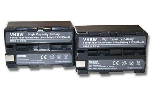 vhbw 2X Akku kompatibel mit Sony DCR-PC6, DCR-PC9, DCR-PC5, DCR-PC5E, DCR-TRV1VE, DSC-F55 Videokamera Camcorder (2000 mAh, 3,6 V, Li-Ion) von vhbw