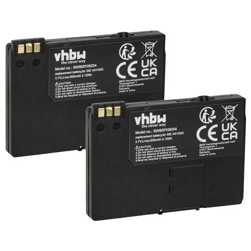 vhbw 2X Li-Ion Akku 850mAh (3.7V) kompatibel mit Handy Telefon Siemens Gigaset SL440, SL55, SL550, SL555, SL56, SL560, SL565 Ersatz für V30148-K1310-X289. von vhbw