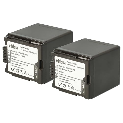 vhbw 2X Akku kompatibel mit Panasonic HDC-SD600, HDC-SD707, HDC-SD9 Videokamera Camcorder (2000 mAh, 7,2 V, Li-Ion) + Infochip von vhbw