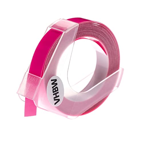 vhbw 3D Prägeband-Schriftband-Kassette kompatibel mit Dymo 1855, Jet, Junior, 1755, 1765, 1805 Etiketten-Drucker 9mm Weiß auf Neon-Pink von vhbw