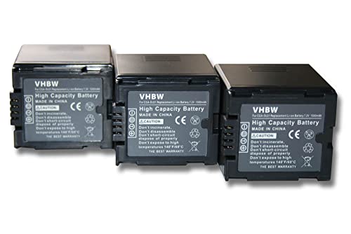 vhbw 3X Akku Ersatz für Panasonic CGA-DU07, CGA-DU12, CGA-DU14, CGR-DU06 für Videokamera Camcorder (1500mAh, 7,2V, Li-Ion) von vhbw