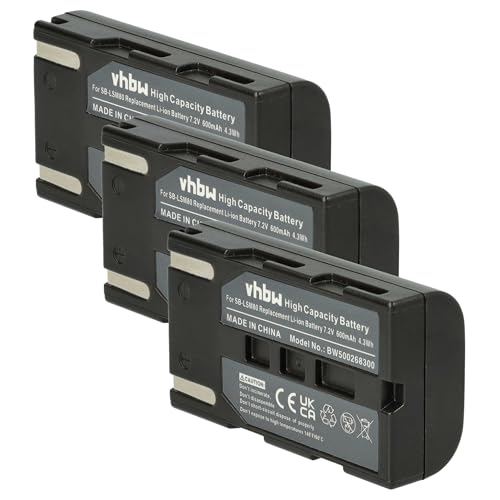 vhbw 3X Akku Ersatz für Samsung SB-LSM160, SB-LSM320, SB-LSM80 für Videokamera Camcorder (600 mAh, 7,2 V, Li-Ion) von vhbw