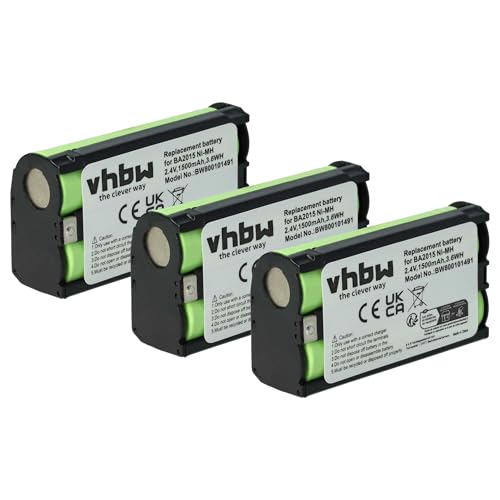 vhbw 3X Akku kompatibel mit Sennheiser EW 372 G3, EW 372 G4, EW 372 G2, EW 365 G4 Wireless Headset Kopfhörer (1500 mAh, 2,4 V, NiMH) von vhbw