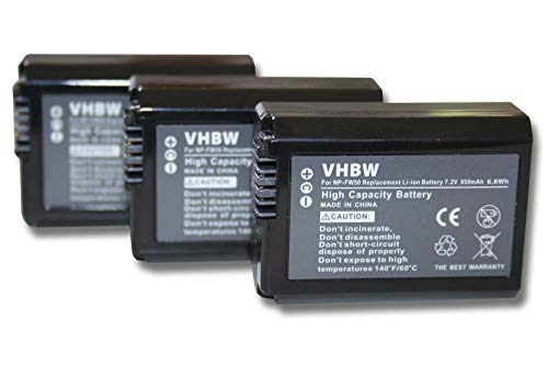 vhbw 3X Akku Ersatz für Sony NP-FW50 für Kamera (950mAh, 7,2V, Li-Ion) mit Infochip von vhbw