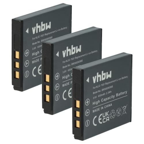 vhbw 3X Akku kompatibel mit Agfa Optima 2338, 2338MT, T-1000, T-1228, 1338, 1338MT Kamera (650 mAh, 3,6 V, Li-Ion) von vhbw