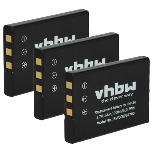vhbw 3X Akku kompatibel mit Casio QV-R Serie QV-R3, QV-R4 Kamera (1000 mAh, 3,6 V, Li-Ion) von vhbw