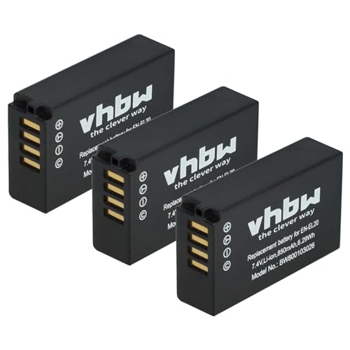 vhbw 3X Akku kompatibel mit Nikon CoolPix A, P1000, P950 Kamera Digicam DSLR (850mAh, 7,4V, Li-Ion) von vhbw