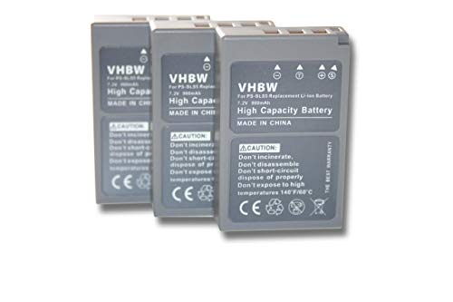 vhbw 3X Akku kompatibel mit Olympus OM-D E-M10 Mark III, E-M5 Mark III, E-M10 Mark IV Kamera (900mAh, 7,2V, Li-Ion) von vhbw