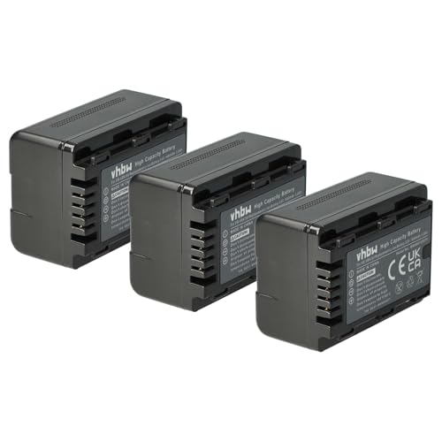 vhbw 3X Akku kompatibel mit Panasonic HC-W858, HC-W878, HC-V707EG-S Videokamera Camcorder (1600 mAh, 3,6 V, Li-Ion) + Infochip von vhbw