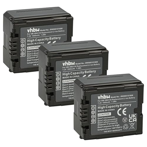 vhbw 3X Akku kompatibel mit Panasonic HDC-TM700, NV-GS320, NV-GS330, NV-GS500 Videokamera Camcorder (1000mAh, 7,2V, Li-Ion) mit Infochip von vhbw