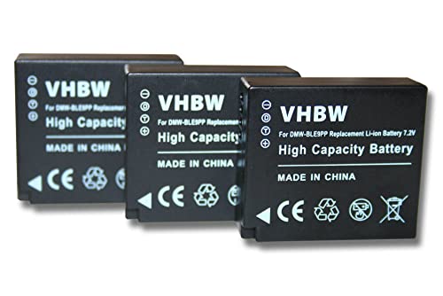 vhbw 3X Akku kompatibel mit Panasonic Lumix DMC-TZ81, DC-TZ91, DMC-GF3C, DMC-GF6K, DMC-GF6R Kamera Digicam DSLR (750mAh, 7,2V, Li-Ion) von vhbw