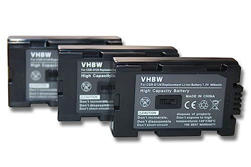 vhbw 3X Akku kompatibel mit Panasonic NV-DS30, NV-DS33, NV-DS35, NV-DS37, NV-DS38, NV-DS55 Videokamera Camcorder (900mAh, 7,2V, Li-Ion) von vhbw