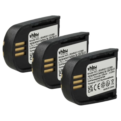 vhbw 3X Akku kompatibel mit Plantronics Savi WH500, WH500A, W745 Wireless Headset Kopfhörer (140 mAh, 3,7 V, Li-Polymer) von vhbw