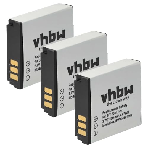 vhbw 3X Akku kompatibel mit Samsung HMX-M20, HMX-Q10, HMX-Q100, HMX-Q100BN, HMX-Q100BP Videokamera Camcorder (1100 mAh, 3,6 V, Li-Ion) von vhbw