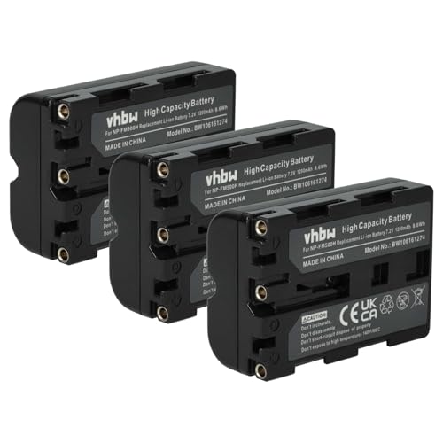 vhbw 3X Akku kompatibel mit Sony Alpha SLT-A77, SLT-A77VK, SLT-A77VQ, SLT-A77 II, SLT-A99, SLT A68 Kamera (1200mAh, 7,2V, Li-Ion) von vhbw