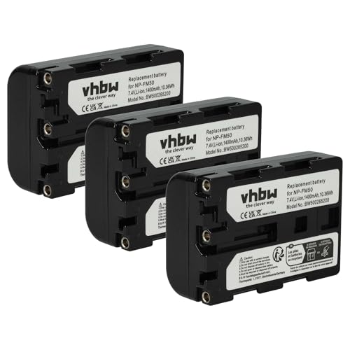 vhbw 3X Akku kompatibel mit Trotec IC120, IC60, IC100, IC80 Videokamera Camcorder (1400 mAh, 7,4 V, Li-Ion) von vhbw