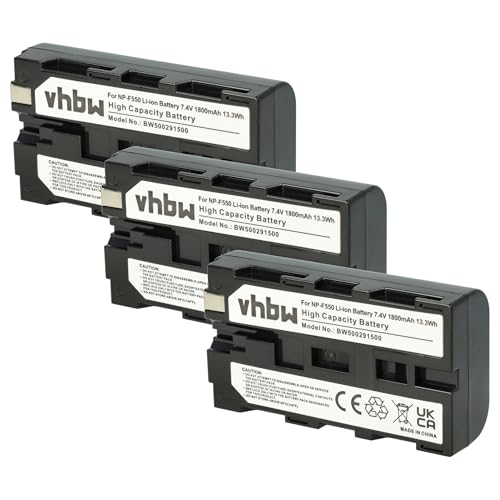 vhbw 3X Akku kompatibel mit Yongnuo YN-300LEDIII, YN-300 AIR PRO LED CRI 95+ 3200K-5000K Videokamera Camcorder (1800 mAh, 7,2 V, Li-Ion) von vhbw