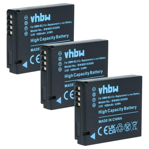 vhbw 3X Akku kompatibel mit Leica D-Lux 5, 6 Kamera (1000 mAh, 3,6 V, Li-Ion), Infochip von vhbw
