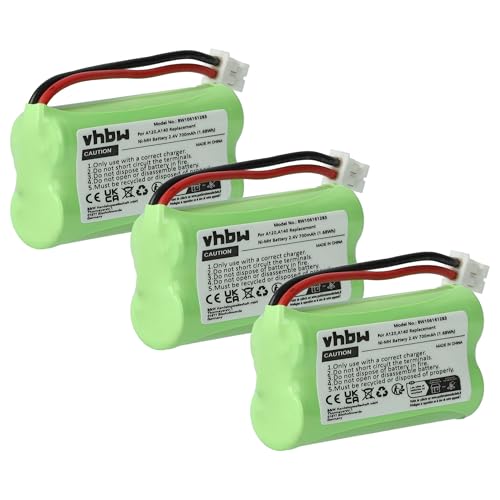 vhbw 3X Akku kompatibel mit Siemens Gigaset A12, A14, A24, A26, A145, A260, AS140, AL4H, Q063, Universum CL15, SL15 schnurlos Festnetz Telefon (700 mAh, 2,4 V, NiMH) von vhbw