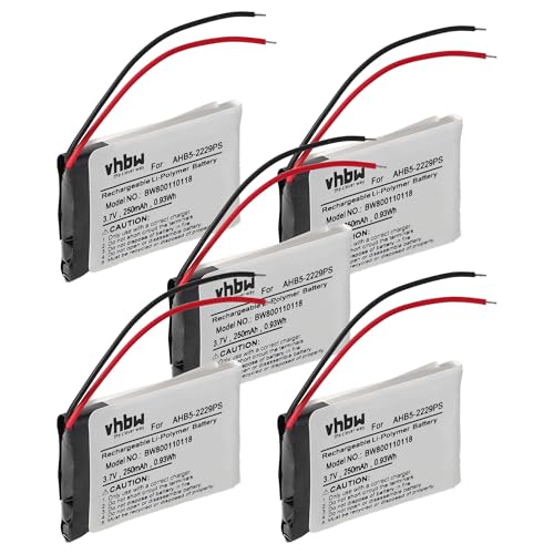 vhbw 5X Akku kompatibel mit Jabra Pro 923, 920, 935, 930, 900 Wireless Headset Kopfhörer (250 mAh, 3,7 V, Li-Polymer) von vhbw