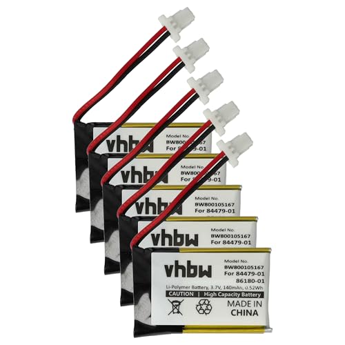 vhbw 5X Akku kompatibel mit Plantronics C054, C054A, C053, C053A, C565, C565 Gap Wireless Headset Kopfhörer (140 mAh, 3,7 V, Li-Polymer) von vhbw