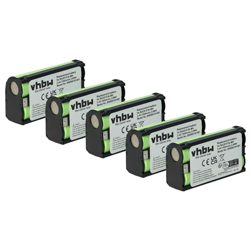 vhbw 5X Akku kompatibel mit Sennheiser EW 372 G3, EW 372 G4, EW 372 G2, EW 365 G4 Wireless Headset Kopfhörer (1500 mAh, 2,4 V, NiMH) von vhbw