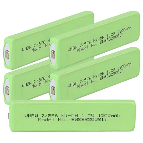 vhbw 5X Akkuzelle Ersatz für Sanyo KF-A650, HF-A1U für CD Player (1100 mAh, 1,2 V, NiMH), Akku 7/5F6, Button Top von vhbw