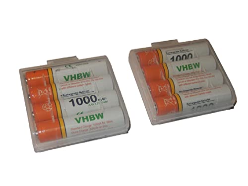 vhbw 8 x AAA, Micro, R3, HR03 Akku 1000mAh kompatibel mit Siemens Gigaset A510A, A510H, A510 Duo, A600A, A400, A420, A580, A585, A600, AS280 von vhbw