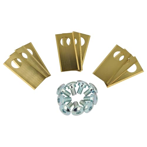 vhbw 9X Ersatz-Messer kompatibel mit Scheppach RoBoCut XL600, L500, XXL900 Rasenmäher - Ersatzklinge Silber Gold, Stahl (Titanbeschichtung) von vhbw