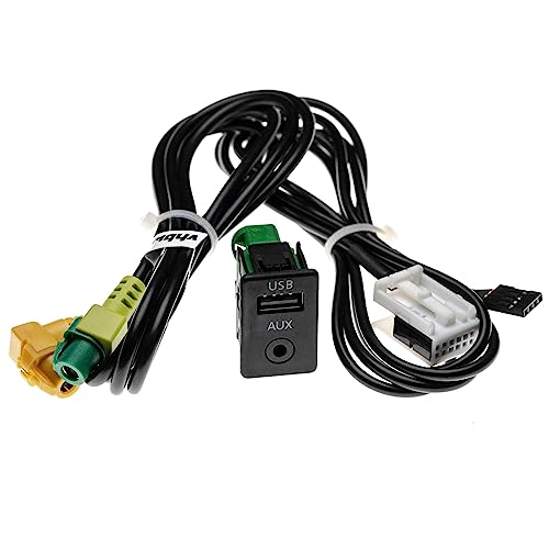 vhbw AUX USB Audio Adapter Kabel KFZ Radio (100 cm) kompatibel mit VW Caddy (Typ 2K) 2003-2010, Caddy Kombi 2010+ Auto, Autoradio von vhbw