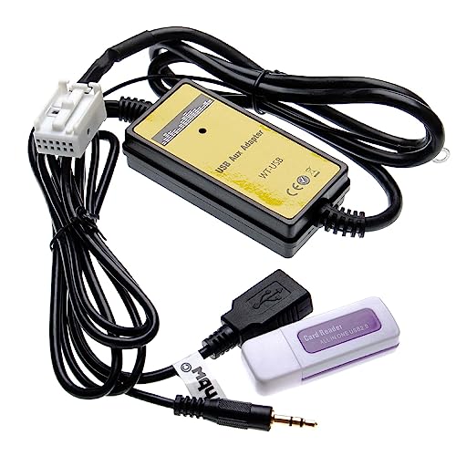 vhbw AUX USB Audio Adapter Kabel KFZ Radio kompatibel mit Audi BNS 5.0, Chorus 2+/3, Concert 2+/3, Navigation Plus 3, RNS-E Auto, Autoradio von vhbw