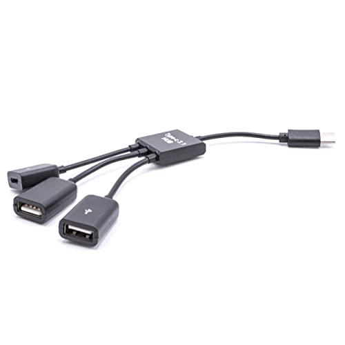 vhbw Adapter OTG von USB Type C (männlich) auf Micro USB (weiblich), 2 x USB (weiblich) Smartphone, Tablet, Laptop, Notebook, PC von vhbw