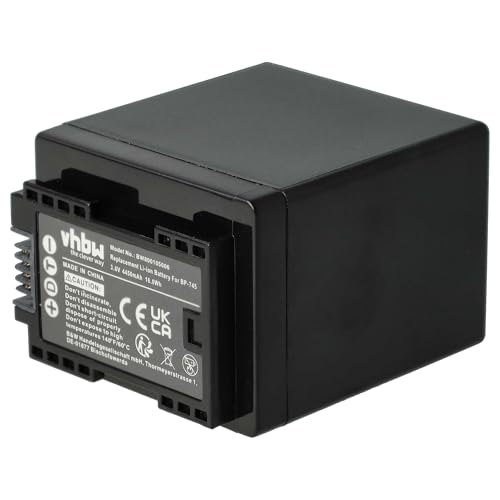 vhbw Akku 4450mAh (3.6V) mit Infochip kompatibel mit Kamera Canon Legria HF M52, HF M56, HF M506, HF R38, HF R306, HF R46, HF R48 Ersatz für BP-727, BP-745. von vhbw