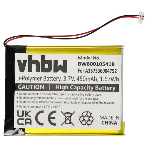 vhbw Akku 450mAh kompatibel mit MP3 Video Player Samsung YP-T10, YP-T10J, YP-T10JAB, YP-T10JAGY, YP-T10JARY, YP-T10JAU, YP-T10JR, YP-T10QB/XSH Ersatz für A157336004752. von vhbw